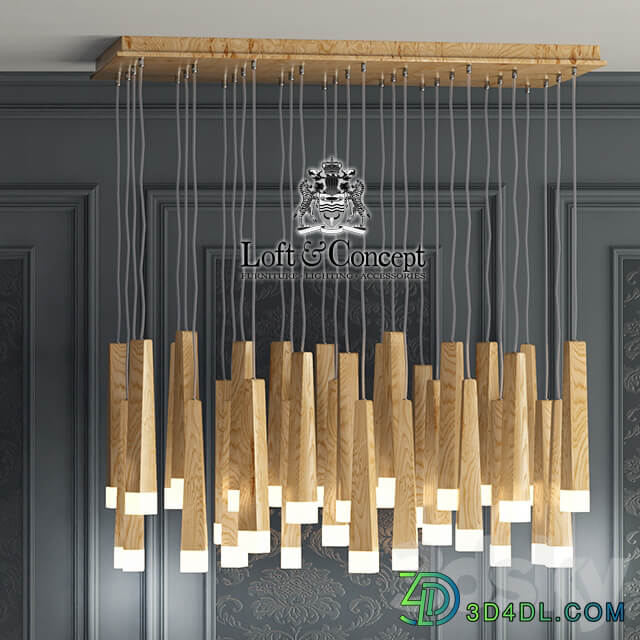 Chandelier Wooden Glowworm Square Pendant light 3D Models
