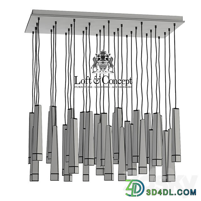 Chandelier Wooden Glowworm Square Pendant light 3D Models
