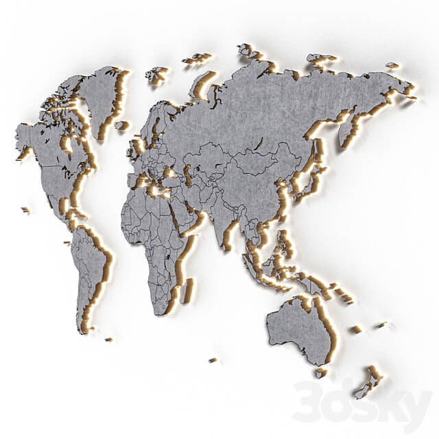 World map in 5 materials | 16k | PBR