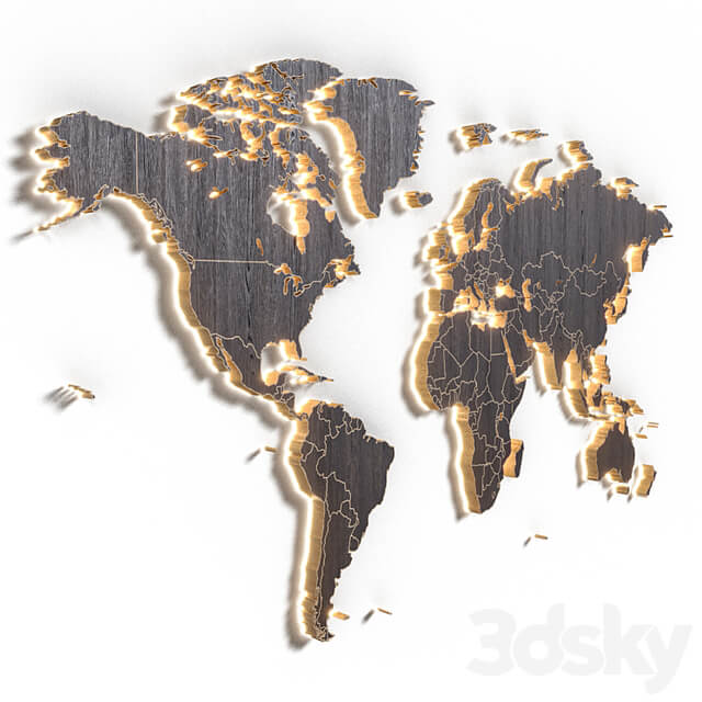 World map in 5 materials | 16k | PBR