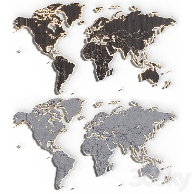 World map in 5 materials | 16k | PBR