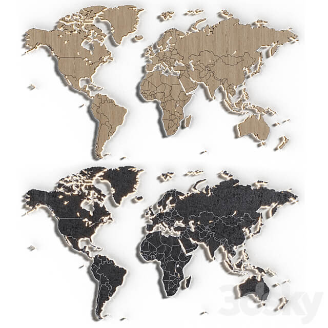 World map in 5 materials | 16k | PBR