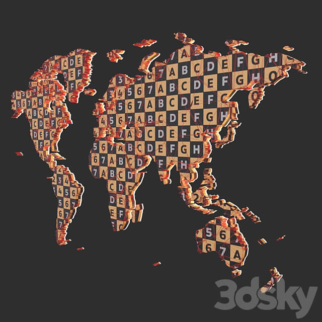 World map in 5 materials | 16k | PBR