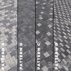 Set of four types of gray paving stones with texture 6290 