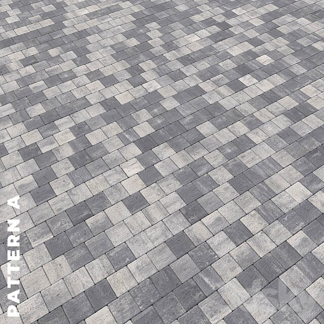 Set of four types of gray paving stones with texture 6290