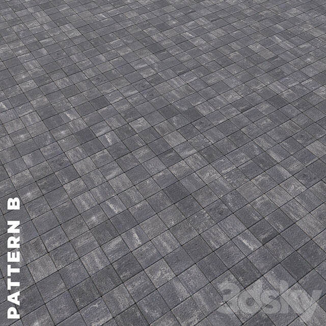 Set of four types of gray paving stones with texture 6290