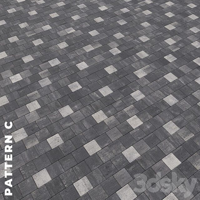 Set of four types of gray paving stones with texture 6290