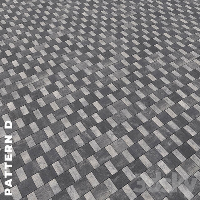 Set of four types of gray paving stones with texture 6290