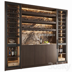 Wine Cabinet With Glasses & Decoration 003 