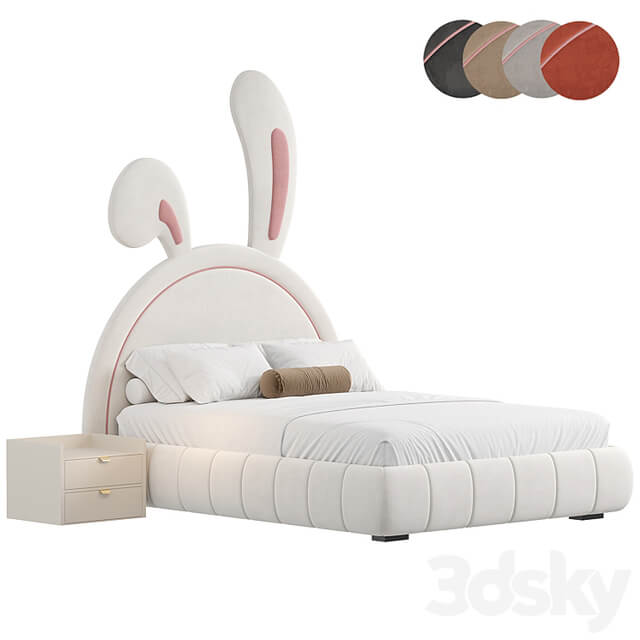 Nettie Microfiber Leather Rabbit Shaped Bed Frame