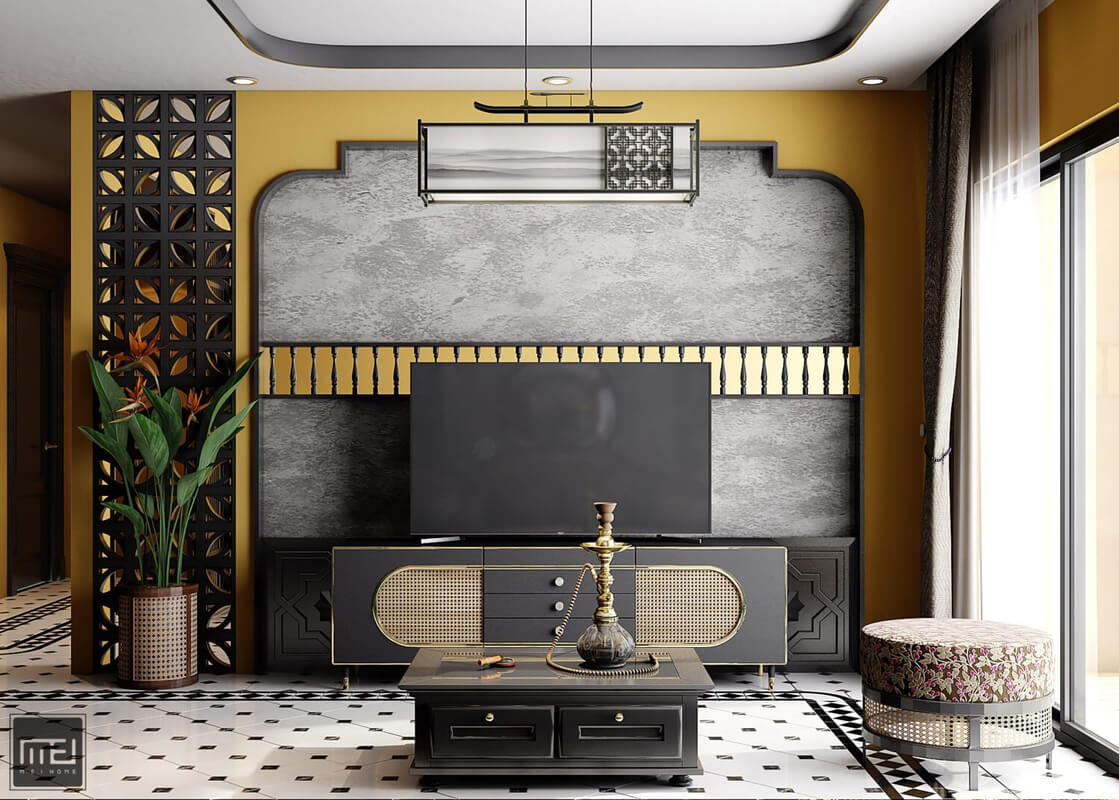 Indochine Livin g Room - Kitchen Interior Model by Meihome Diem
