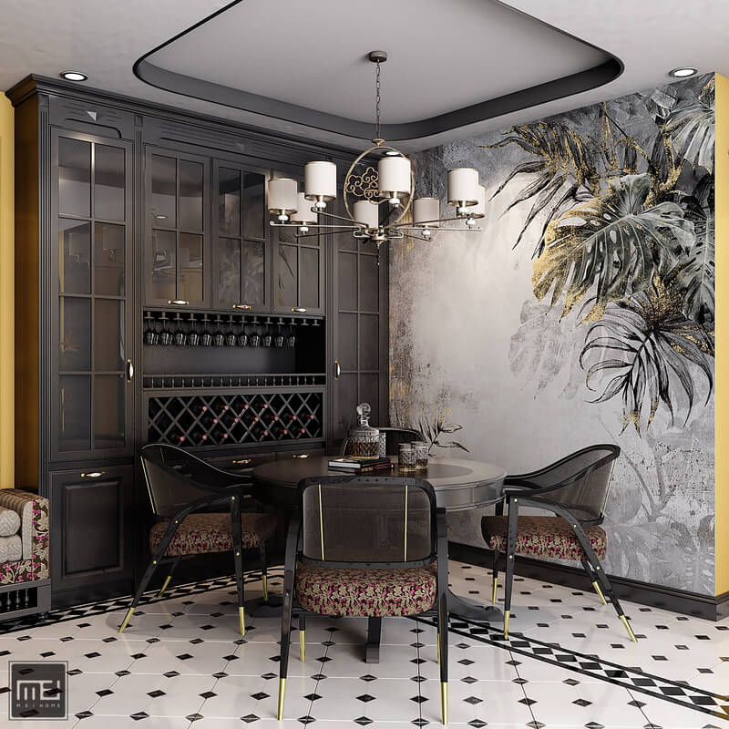  Indochine Livin g Room - Kitchen Interior Model by Meihome Diem