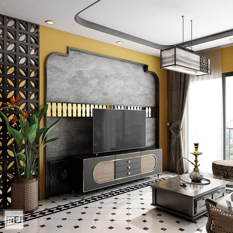  Indochine Livin g Room - Kitchen Interior Model by Meihome Diem