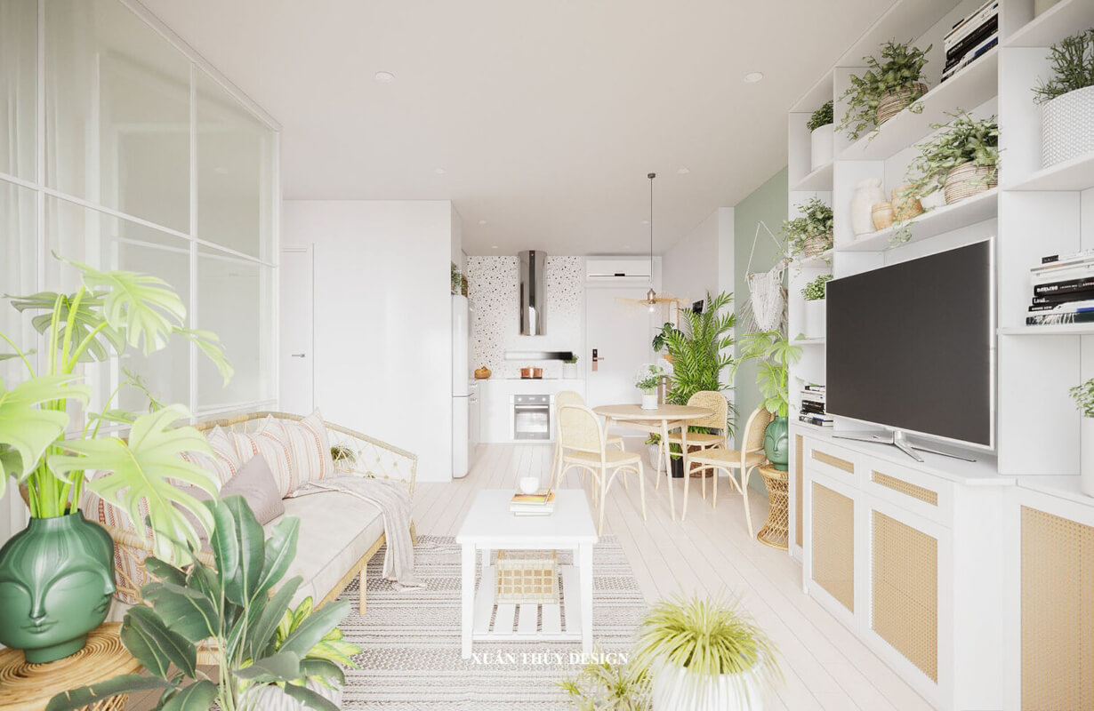  3D Living Room - Kitchen Interior By Phan Xuan Thuy