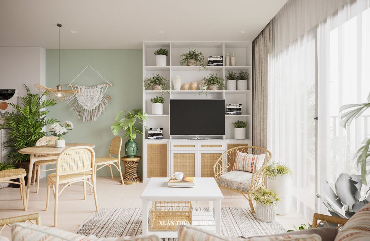 3D Living Room - Kitchen Interior By Phan Xuan Thuy