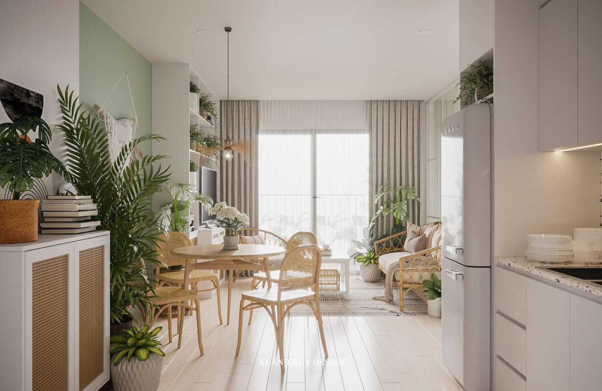  3D Living Room - Kitchen Interior By Phan Xuan Thuy
