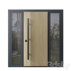 Entrance door with transoms to cottage 03 
