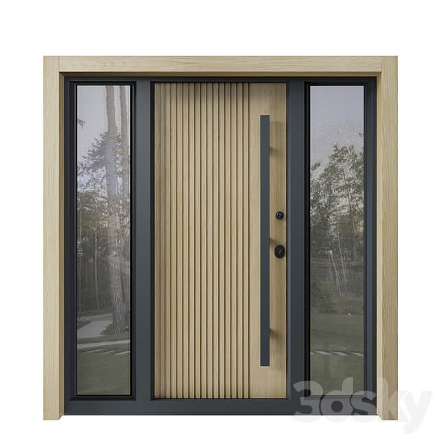 Entrance door with transoms to cottage 03