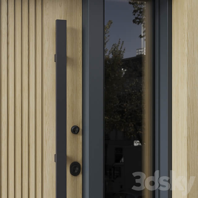 Entrance door with transoms to cottage 03