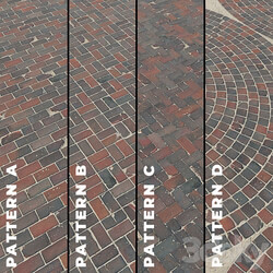 Set of four textures of old brick paving stones 7320 