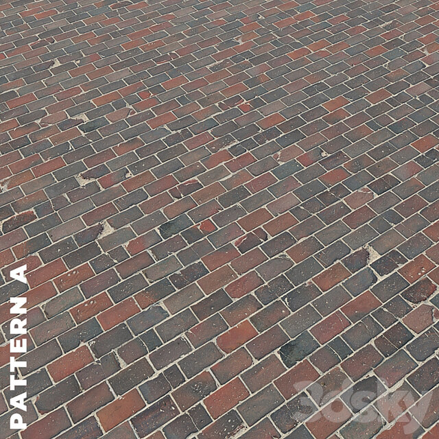 Set of four textures of old brick paving stones 7320