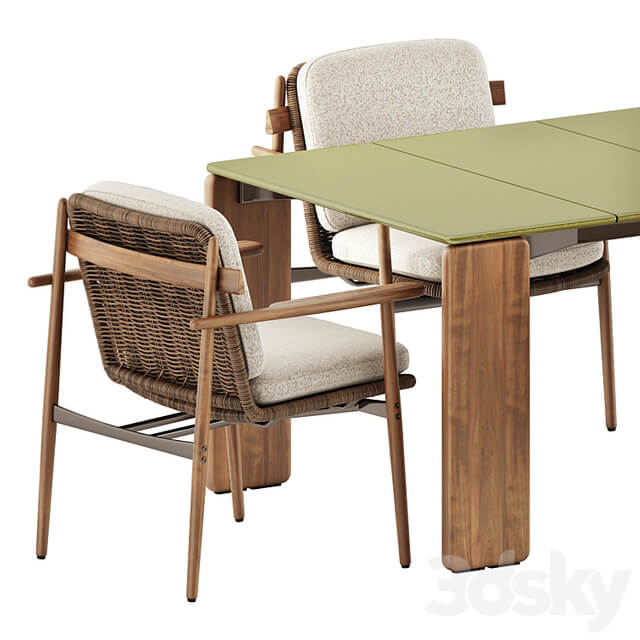 Trio Outdoor Dining chair and Drake Outdoor table by Minotti