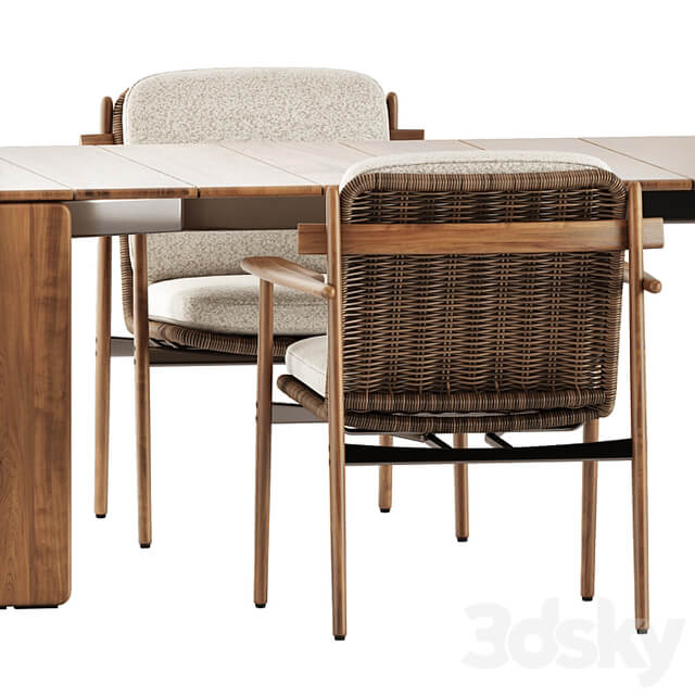 Trio Outdoor Dining chair and Drake Outdoor table by Minotti