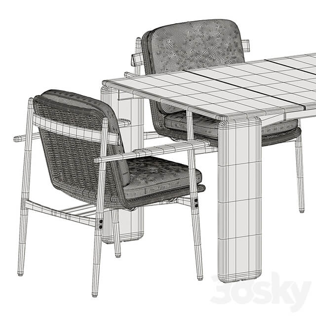Trio Outdoor Dining chair and Drake Outdoor table by Minotti