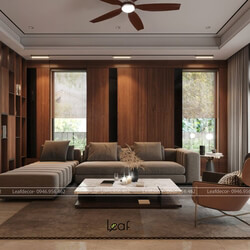  3D Living Room - Kitchen Interior By Dinh Trang 