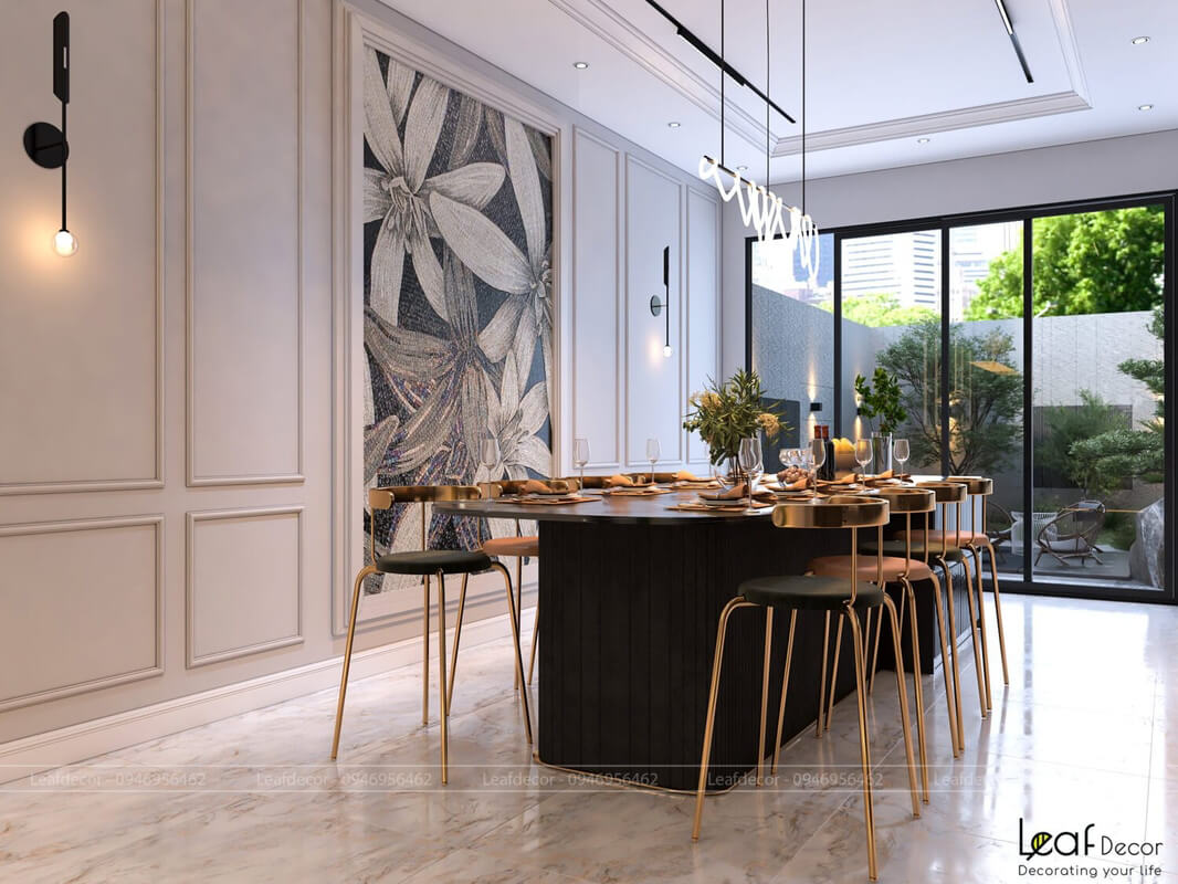  3D Living Room - Kitchen Interior By Dinh Trang