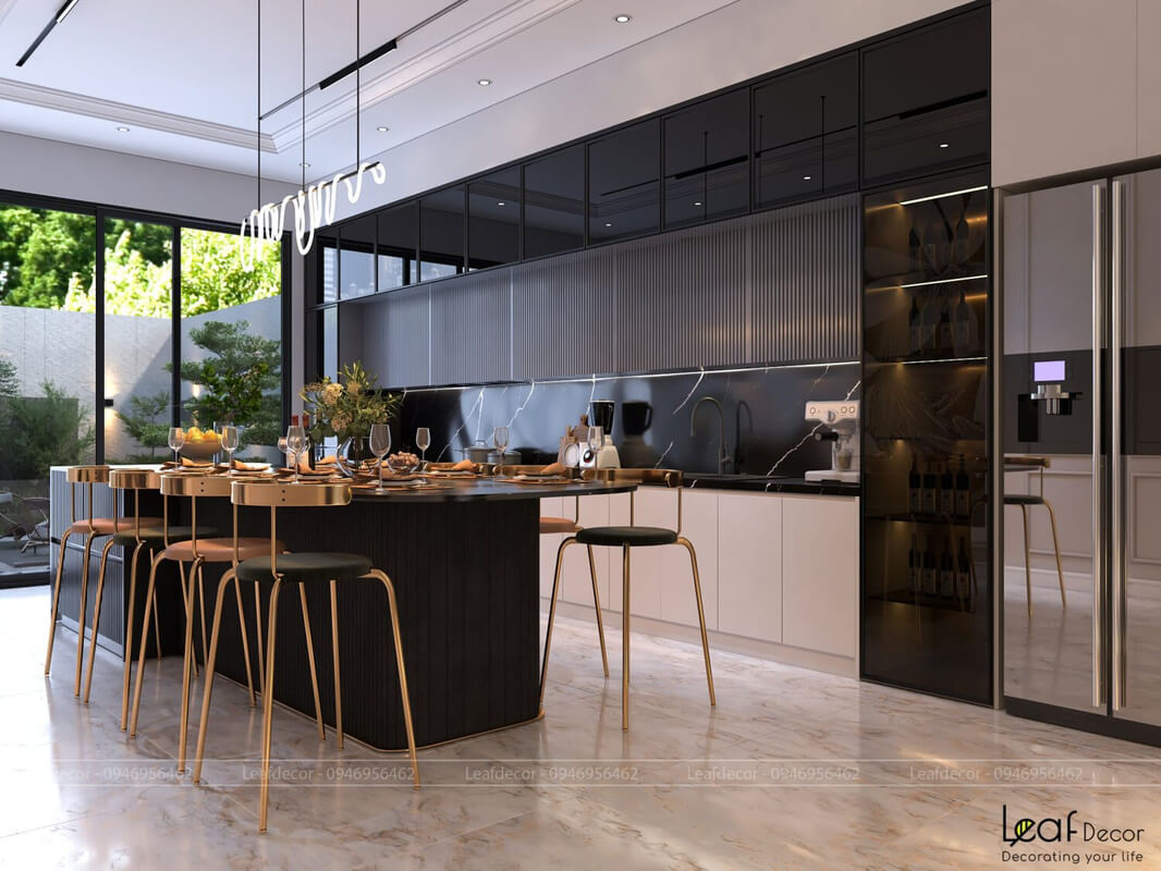  3D Living Room - Kitchen Interior By Dinh Trang