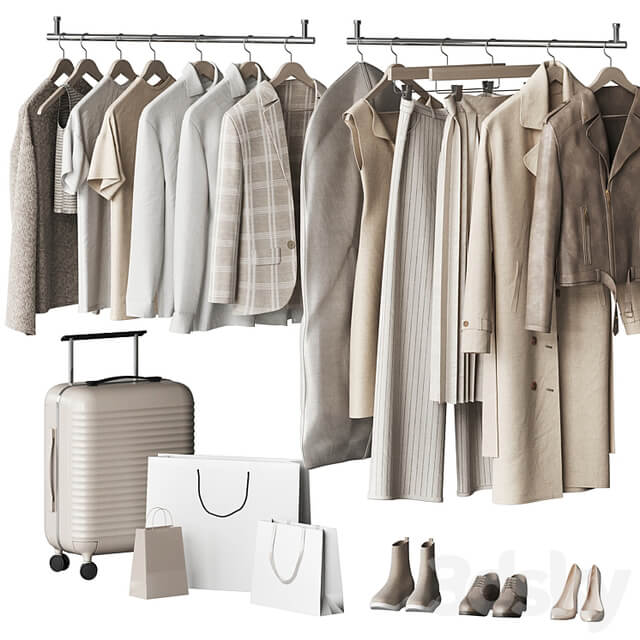 A set of clothes and accessories to fill a wardrobe or store and showroom