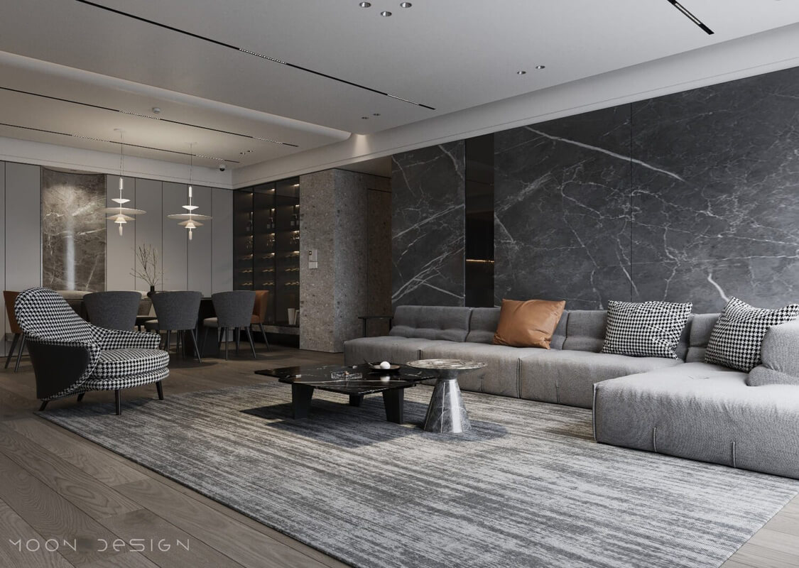  3D Living Room - Kitchen Interior By Nguyen Ha