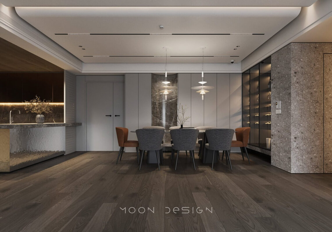  3D Living Room - Kitchen Interior By Nguyen Ha