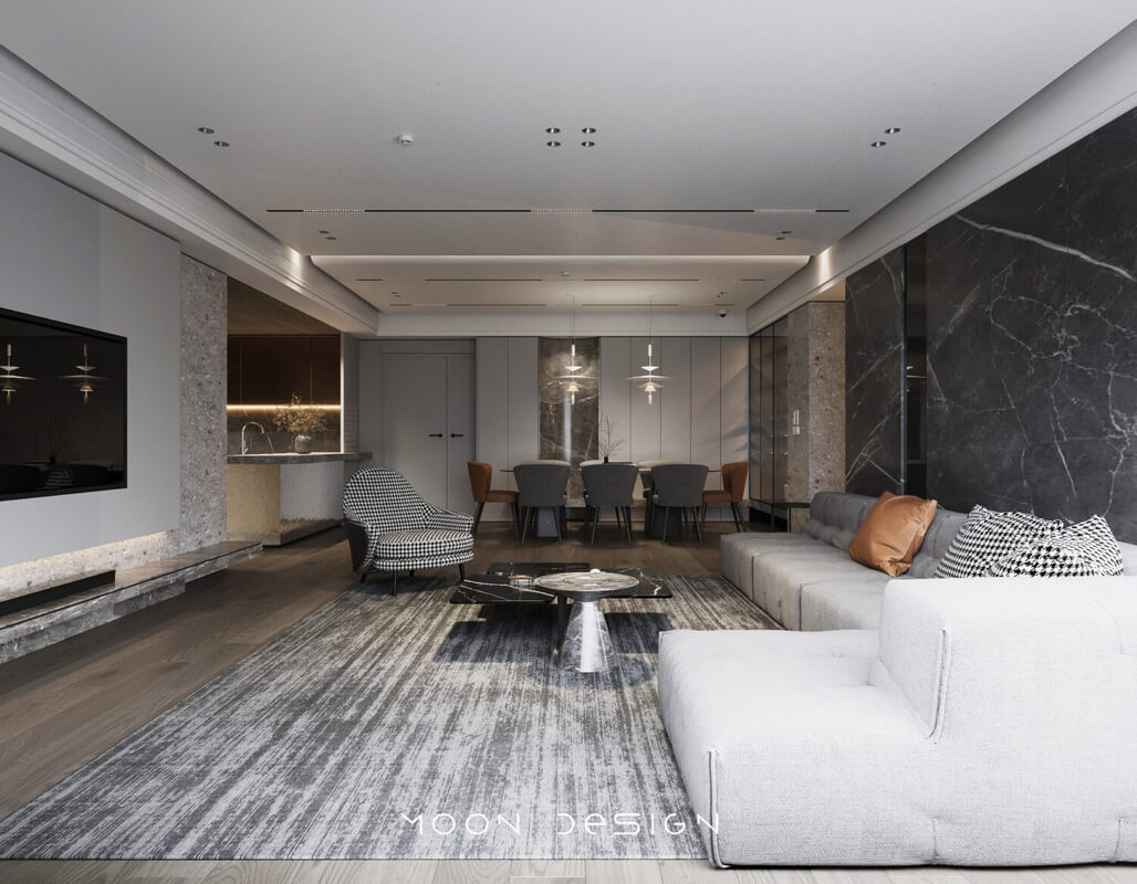  3D Living Room - Kitchen Interior By Nguyen Ha