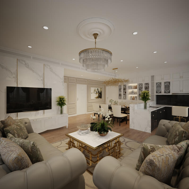  Living Room- Kitchen Interior by Pham Dinh Kham
