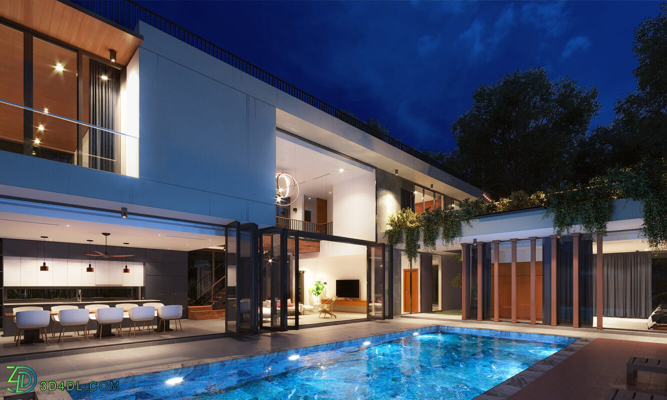 3D Exterior Villa Scene File 3dsmax By PhongTrieu