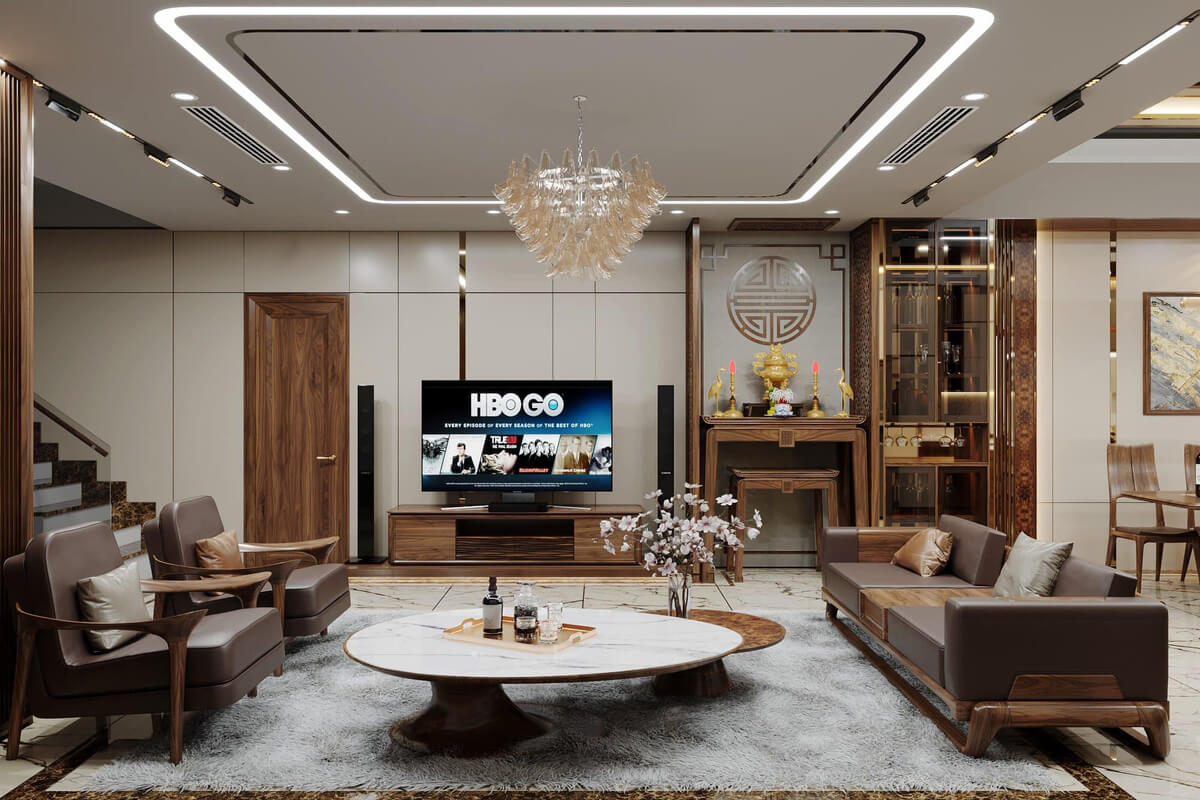  3D Living Room - Kitchen Interior by Tien Dat