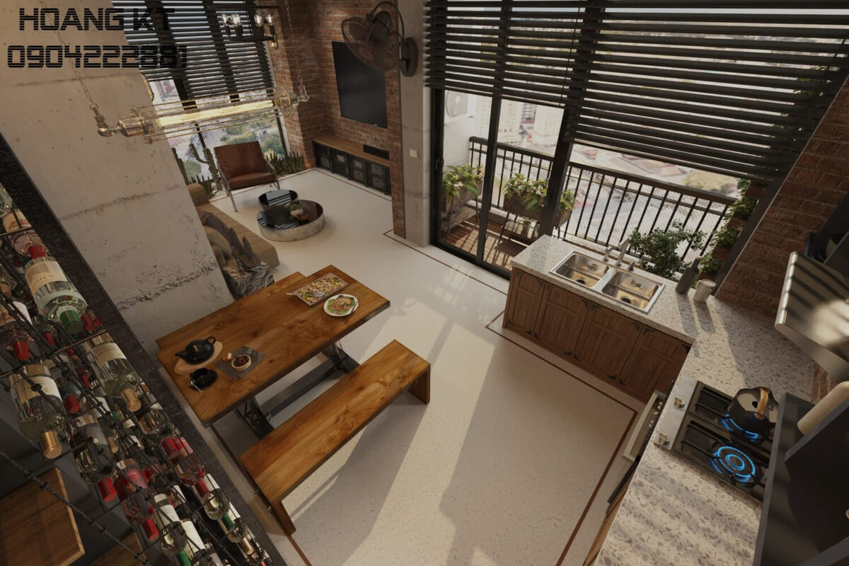  Living Room- Kitchen Interior Model By Hoang TK-maht
