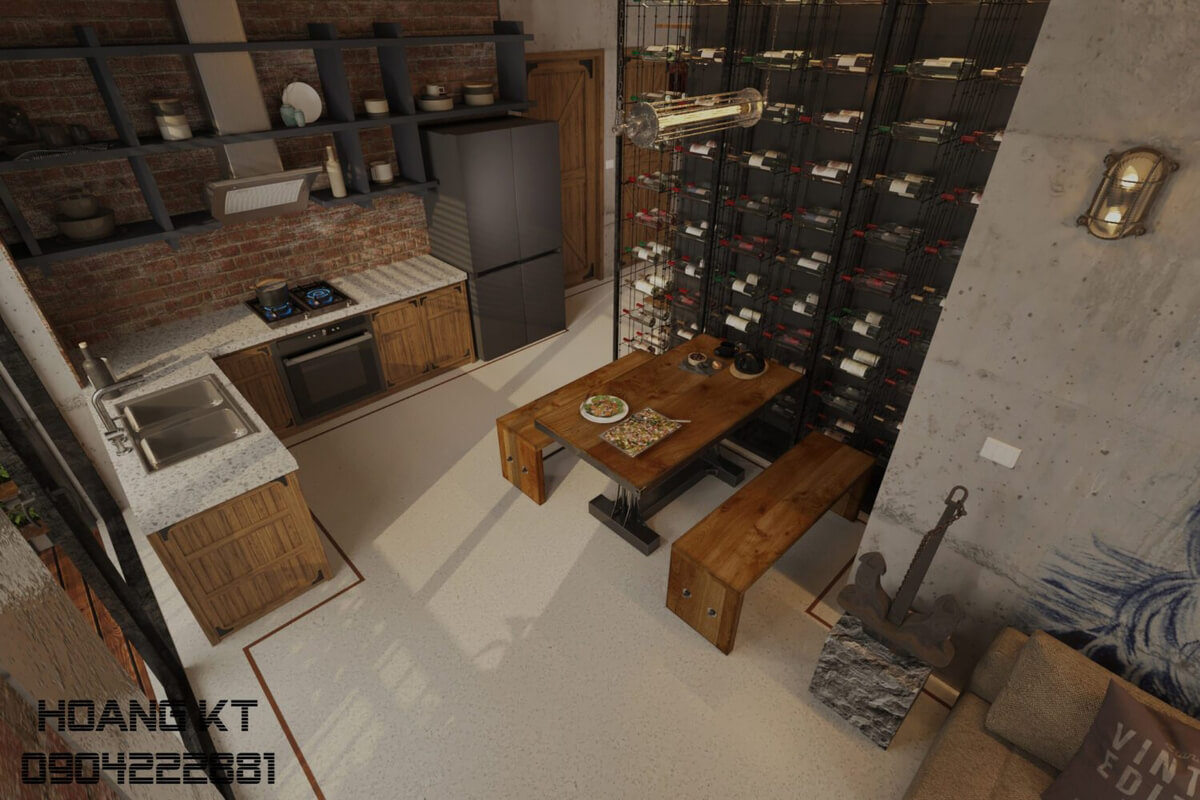  Living Room- Kitchen Interior Model By Hoang TK-maht