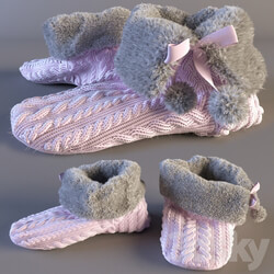 Knitted slippers Footwear 3D Models 
