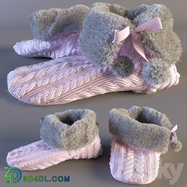 Knitted slippers Footwear 3D Models