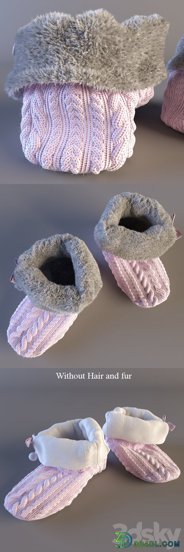 Knitted slippers Footwear 3D Models