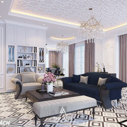  Living Room- Kitchen Interior Model By Luong Anh 