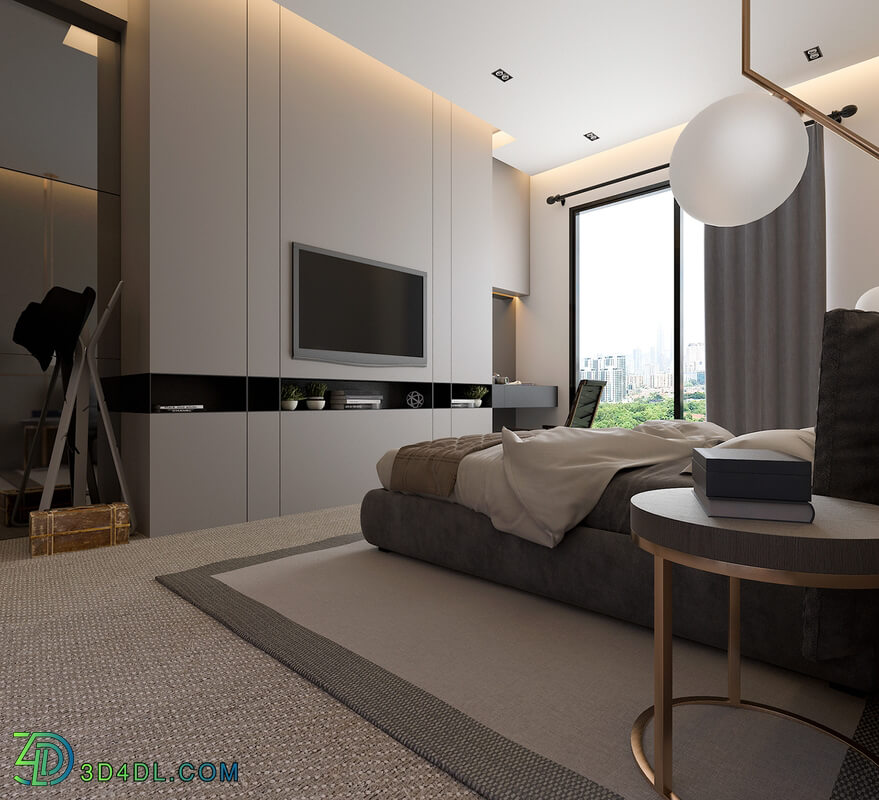 3D Interior Bedroom and WC Scenes File 3dsmax Free Download