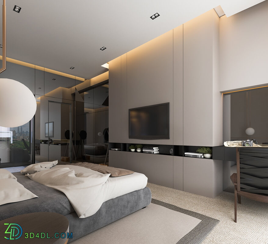 3D Interior Bedroom and WC Scenes File 3dsmax Free Download