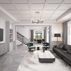  Living Room- Kitchen Interior by Chi Chi 