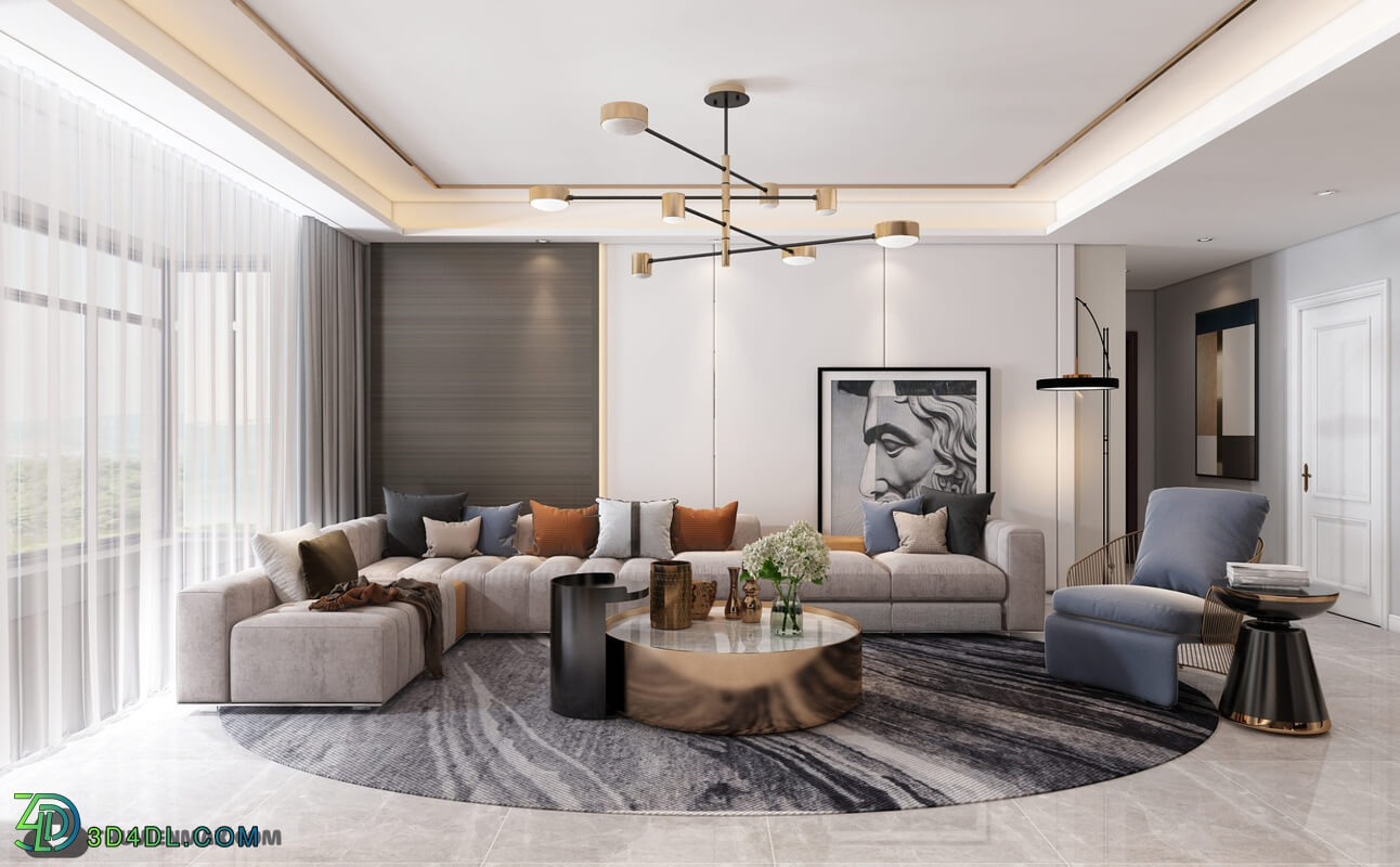 3D Interior Scene File 3dsmax Model Livingroom 367 By HuyHieuLee