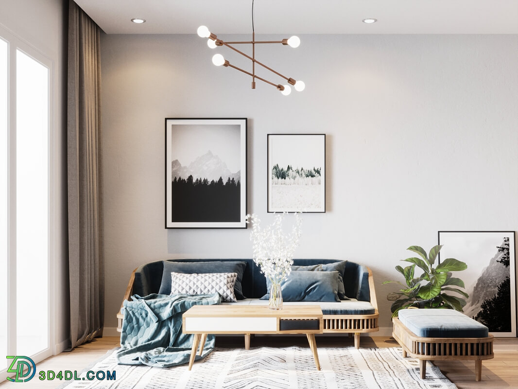 3D Interior Scandinavian Apartment 7 Scene By Kienkt File 3dsmax 