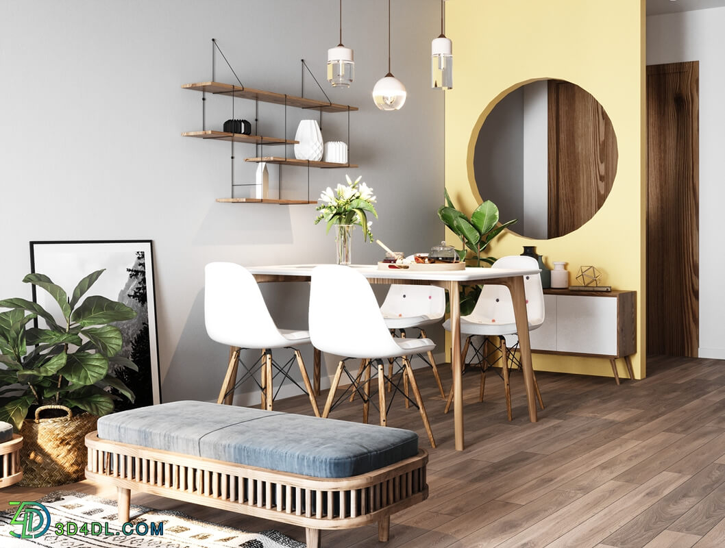 3D Interior Scandinavian Apartment 7 Scene By Kienkt File 3dsmax 